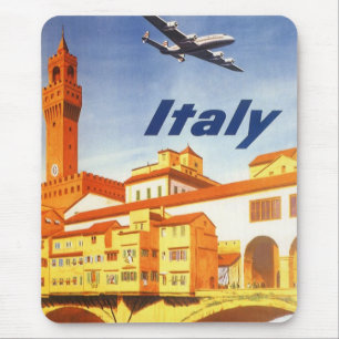 Vintage Travel Florence Firenze Italy Bridge River Mouse Mat