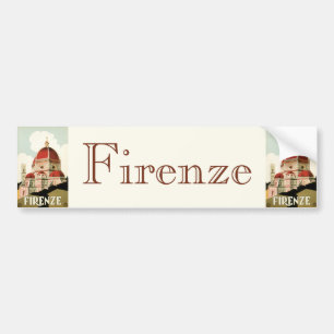 Vintage Travel Florence Firenze Italy Church Duomo Bumper Sticker