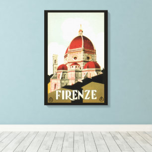 Vintage Travel Florence Firenze Italy Church Duomo Canvas Print
