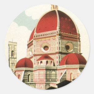 Vintage Travel Florence Firenze Italy Church Duomo Classic Round Sticker