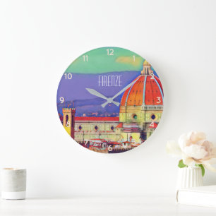 Vintage Travel Florence Firenze Italy Church Duomo Large Clock