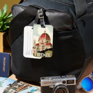 Vintage Travel Florence Firenze Italy Church Duomo Luggage Tag