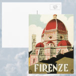 Vintage Travel Florence Firenze Italy Church Duomo Postcard<br><div class="desc">Vintage illustration European travel poster or luggage label from Florence,  Italy featuring the Cattedrale di Santa Maria del Fiore,  Florence's Cathedral or Duomo. Classic Italian religious architecture.</div>