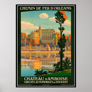 Vintage travel France,  Amboise Castle - Poster