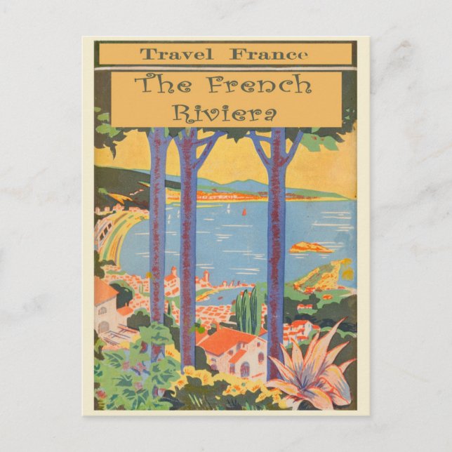 Vintage Travel France French Riviera Retro Postcard (Front)