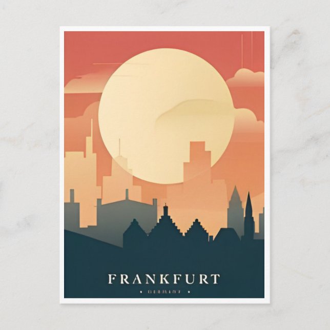 Vintage Travel Frankfurt Skyline Germany Vintage Postcard (Front)