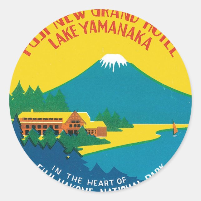 Vintage Travel Fuji Japan Hotel Label Art (Front)
