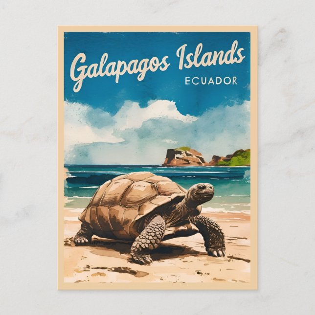 Vintage Travel Galapagos Islands Ecuador Retro Postcard (Front)