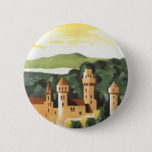 Vintage Travel, German Castle, Bavaria Germany 6 Cm Round Badge