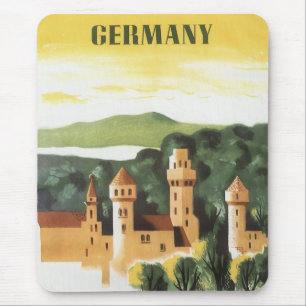 Vintage Travel, German Castle, Bavaria Germany Mouse Mat