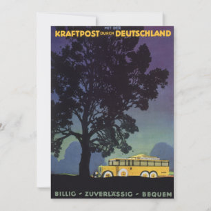 Vintage Travel, Germany, Yellow Bus at Night