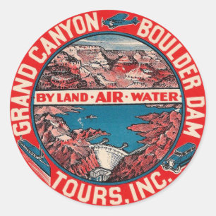Vintage Travel - Grand Canyon / Boulder Dam Classic Round Sticker