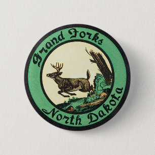 Vintage Travel, Grand Forks, North Dakota 6 Cm Round Badge