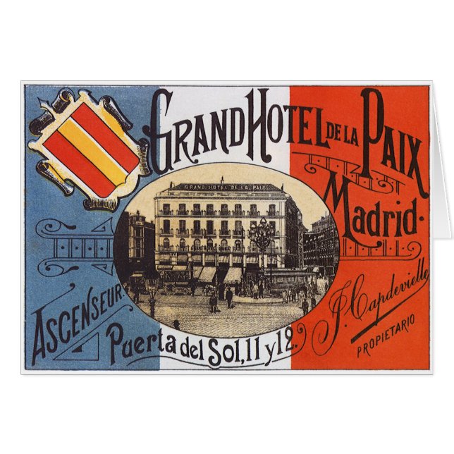 Vintage Travel, Grand Hotel Paix, Madrid, Spain (Front Horizontal)