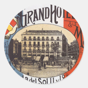 Vintage Travel, Grand Hotel Paix, Madrid, Spain Classic Round Sticker