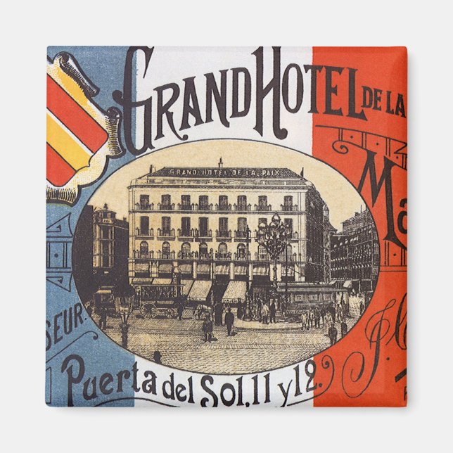 Vintage Travel, Grand Hotel Paix, Madrid, Spain Magnet (Front)