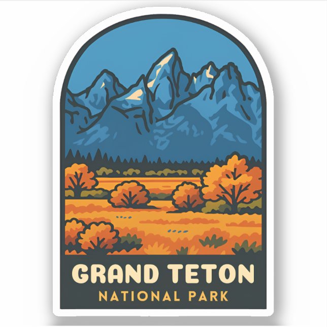 Vintage Travel Grand Teton National Park USA Retro (Front)
