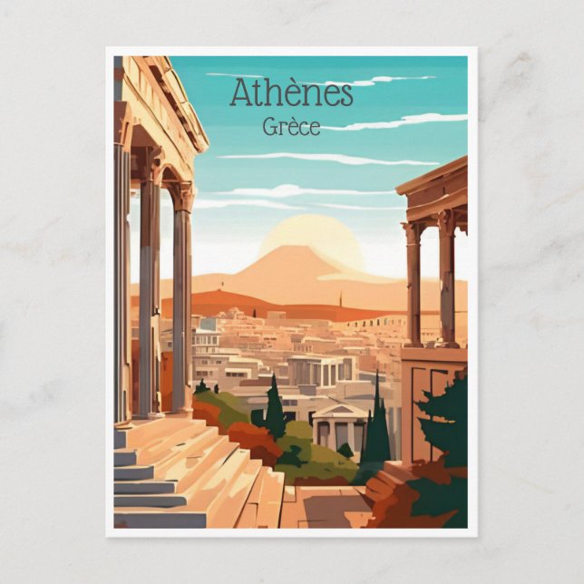 vintage travel Greece Athenes Grèce tourism Postcard (Front)