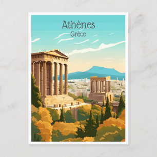 vintage travel Greece Athenes Grèce tourism Postcard