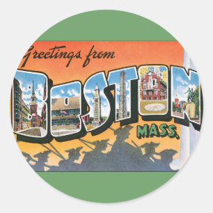 Vintage Travel Greetings from Boston Massachusetts Classic Round Sticker