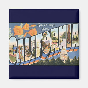 Vintage Travel, Greetings from California Poppies Magnet