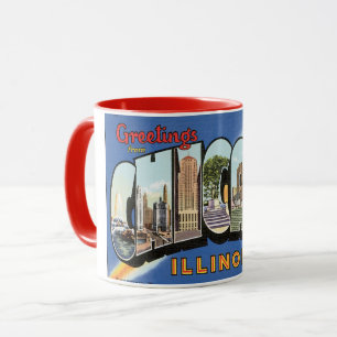 Vintage Travel, Greetings from Chicago Illinois Mug