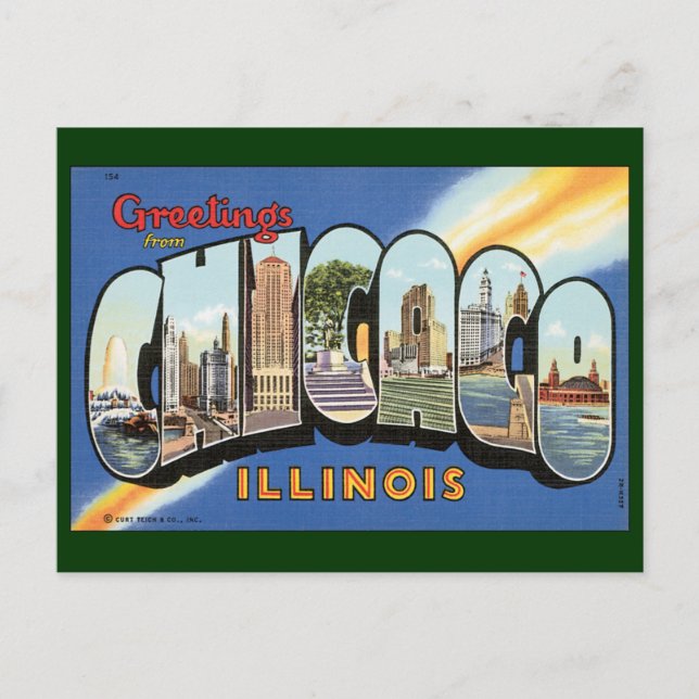 Vintage Travel, Greetings from Chicago Illinois Postcard (Front)