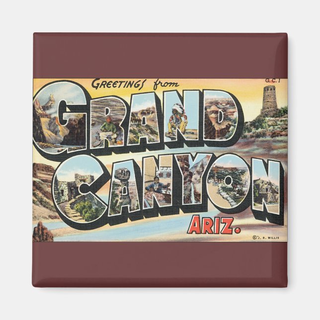 Vintage Travel Greetings from Grand Canyon Arizona Magnet (Front)