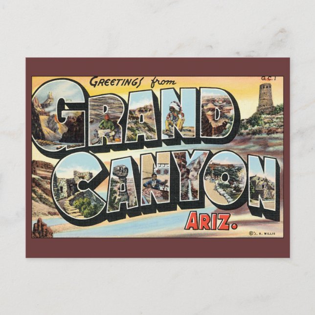 Vintage Travel Greetings from Grand Canyon Arizona Postcard (Front)