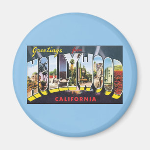 Vintage Travel Greetings from Hollywood California Magnet