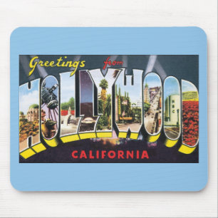 Vintage Travel Greetings from Hollywood California Mouse Mat