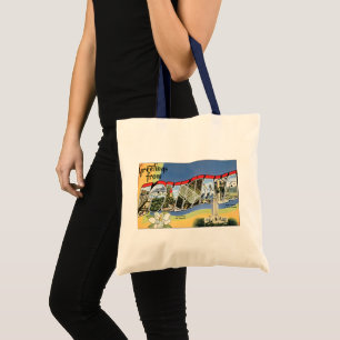 Vintage Travel, Greetings From Louisiana Gulf Tote Bag