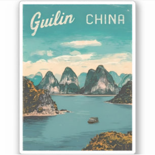 Vintage Travel Guilin China Landscape Retro Scenic