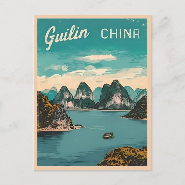 Vintage Travel Guilin China Landscape Retro Scenic Postcard (Front)