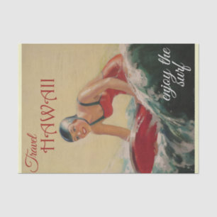 Vintage Travel Hawaii Enjoy the Surf Tissue Paper