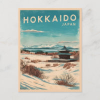 Vintage Travel Hokkaido Japan Winter Retro Scenic