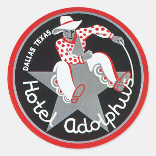 Vintage Travel, Hotel Adolphus in Dallas, Texas Classic Round Sticker