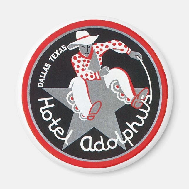 Vintage Travel, Hotel Adolphus in Dallas, Texas Magnet (Front)