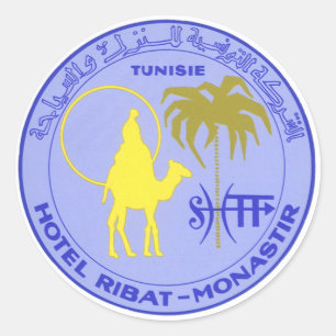 Vintage Travel Hotel Ribat in Monastir, Tunisia Classic Round Sticker