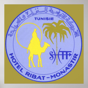 Vintage Travel Hotel Ribat in Monastir, Tunisia Poster