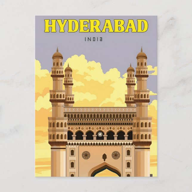Vintage travel Hyderabad India Pakistan Vacation Postcard (Front)