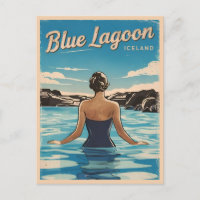 Vintage Travel Iceland Blue Lagoon Retro Scenic