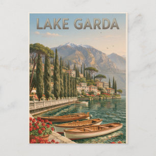 Vintage Travel Image of Lake Garda in Italy Postcard
