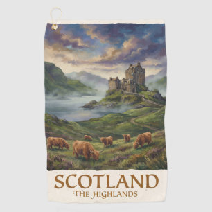Vintage Travel Image of the Scottish Highlands Golf Towel