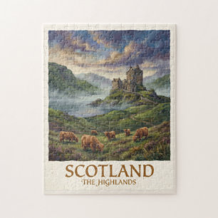 Vintage Travel Image of the Scottish Highlands Jigsaw Puzzle
