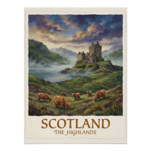 Vintage Travel Image of the Scottish Highlands Poster