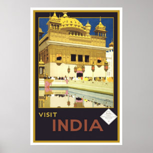 Vintage travel, India Poster