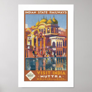 Vintage Travel India Poster Print