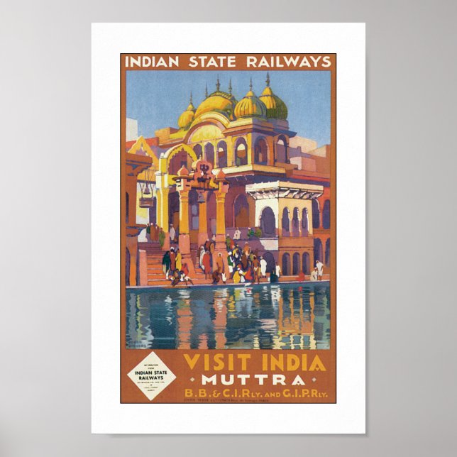 Vintage Travel India Poster Print (Front)