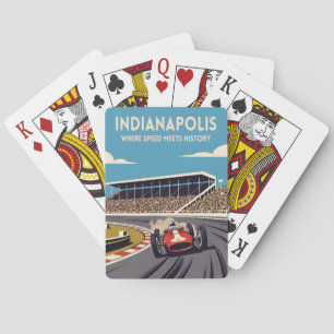 Vintage Travel Indianapolis Indiana Retro Racing Playing Cards